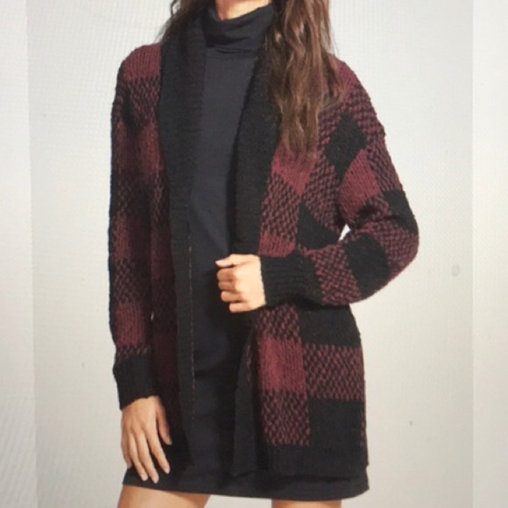 Leith plaid open cardigan